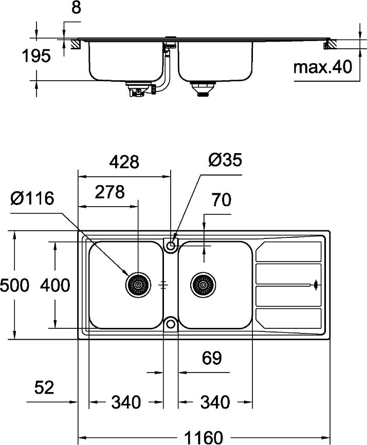 Кухонная мойка Grohe K500 31588SD0