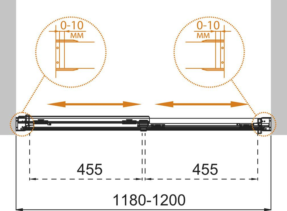 Душевая дверь в нишу Cezares Tandem Soft-BF-2-120-C-Cr-IV