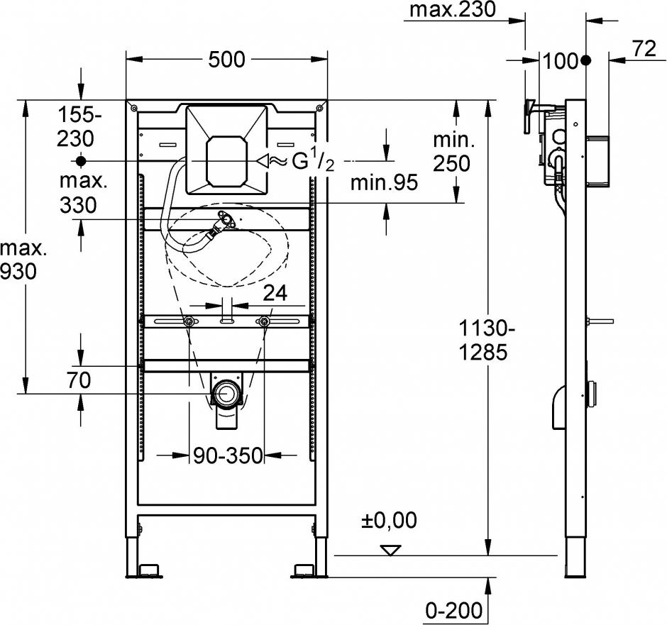 Система инсталляции для писсуаров Grohe Rapid SL 38803001