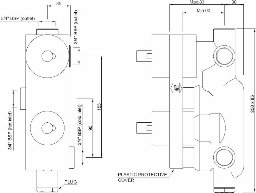 Термостат для ванны Jaquar Florentine FLR-CHR-5681K, хром