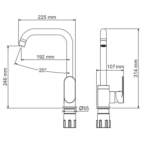 Смеситель для кухни WasserKRAFT Elbe 7400 7407 черный