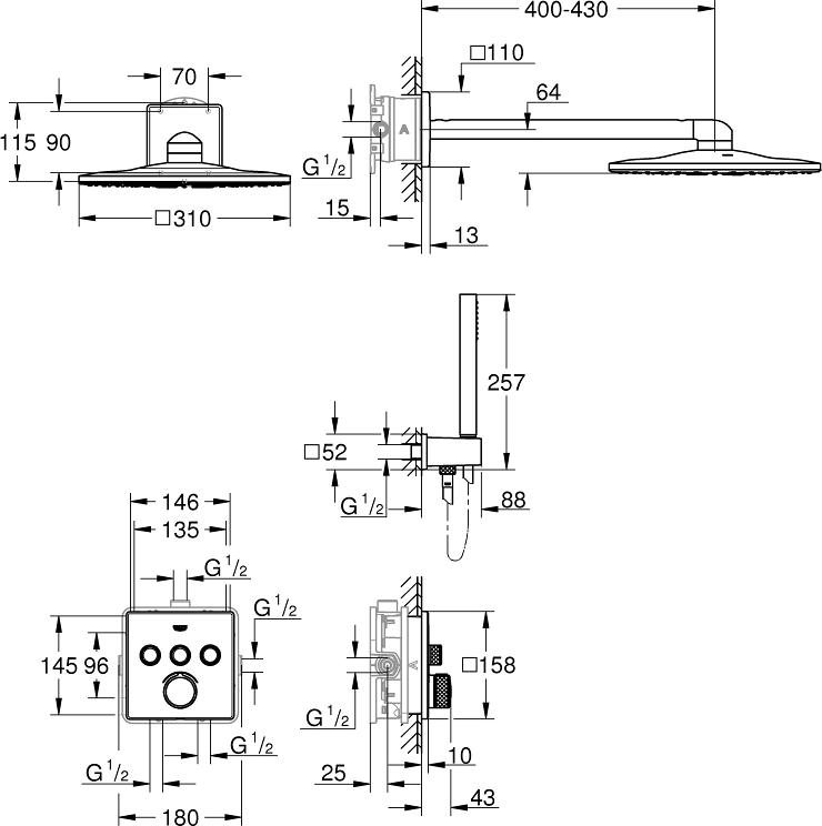 Душевой гарнитур Grohe SmartControl Mixer 34712000