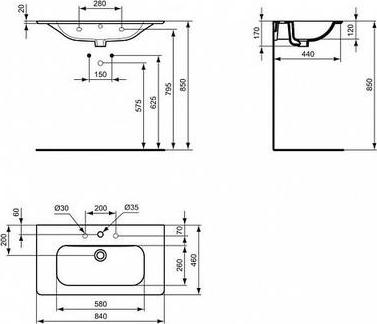 Раковина Ideal Standard Active T054801 84 см