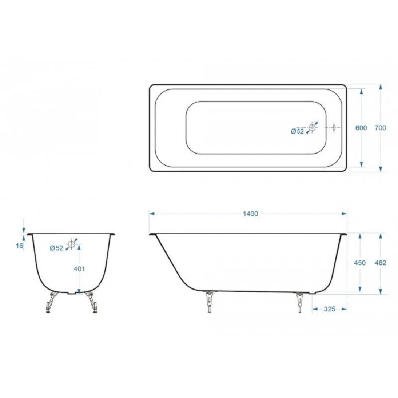 Чугунная ванна Delice Aurora DLR230617R-AS белый