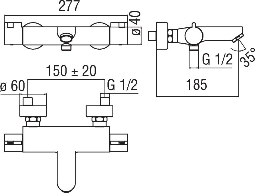 Термостат Nobili ABC AB87010/1CR для ванны с душем