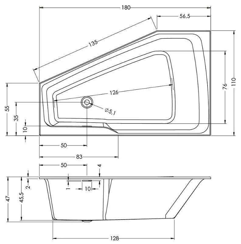 Акриловая ванна Riho Rething Space B115006005 белый