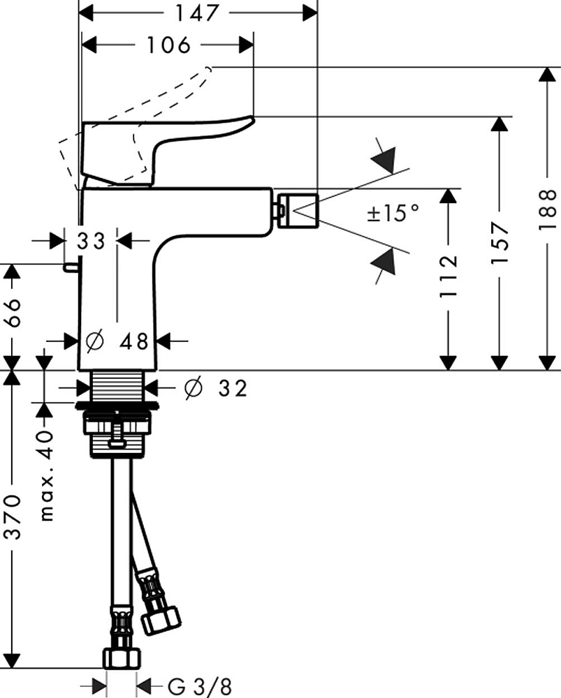 Смеситель для биде Hansgrohe Metris 31280000, хром