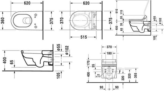 Подвесной унитаз Duravit Starck 2 2533590000 для SensoWash