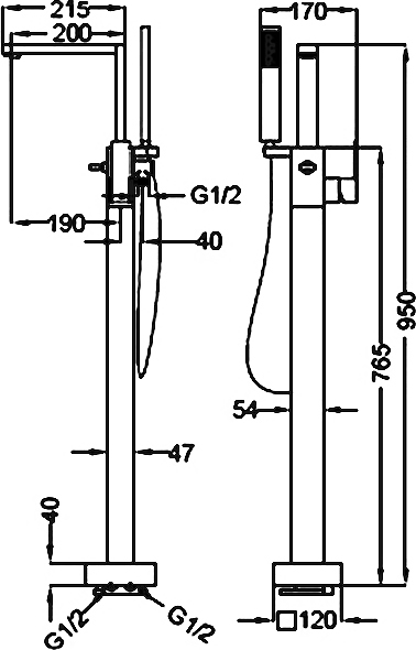 Смеситель Cezares Molveno MOLVENO-VDP-01-Cr напольный