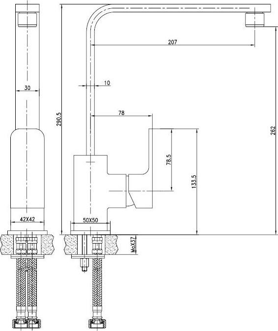 Смеситель Aquanet Cubic 187230 для кухонной мойки