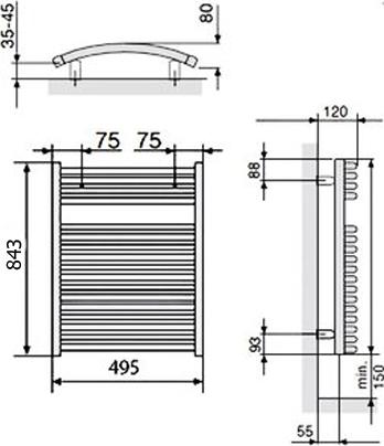 Полотенцесушитель электрический Zehnder Janda JAEC-070-050/DD Chrome