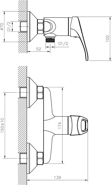 Смеситель для ванны с душем Decoroom DR21056, хром