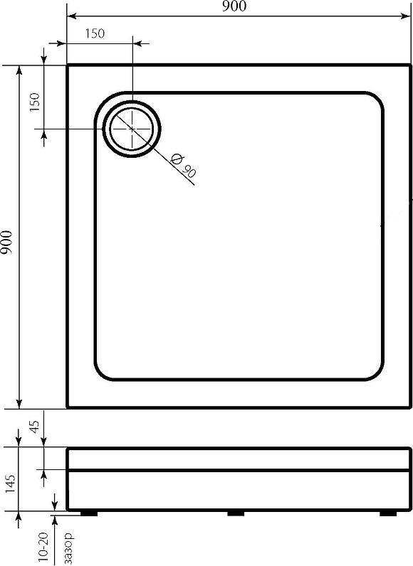 Душевой поддон Bas Форум 90x90 ПН00050, белый