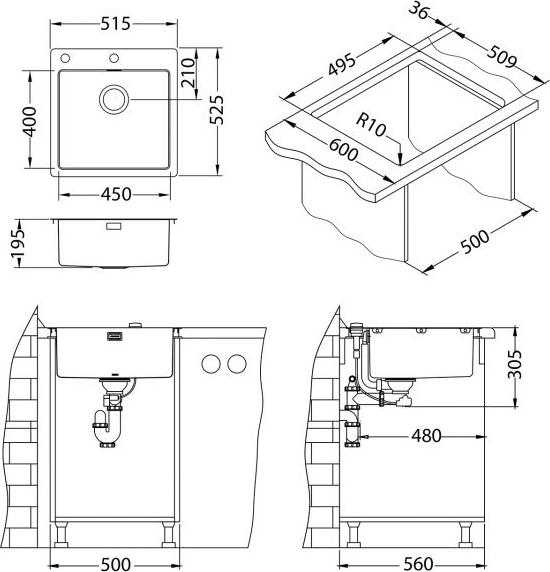 Кухонная мойка Alveus Pure 30 - Monarch 1106868, антрацит