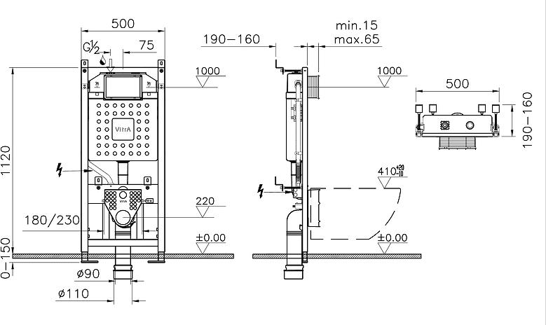 Система инсталляции для унитазов VitrA 762-5800-01 3/6 л