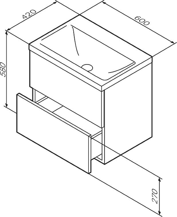 Тумба с раковиной AM.PM Gem M90-FHX0602-WC0602WG, белый