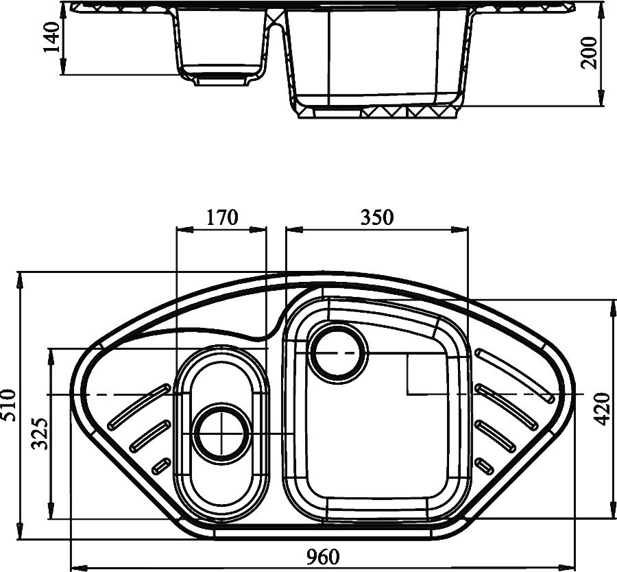 Кухонная мойка GranFest Corner GF-C960E бежевый