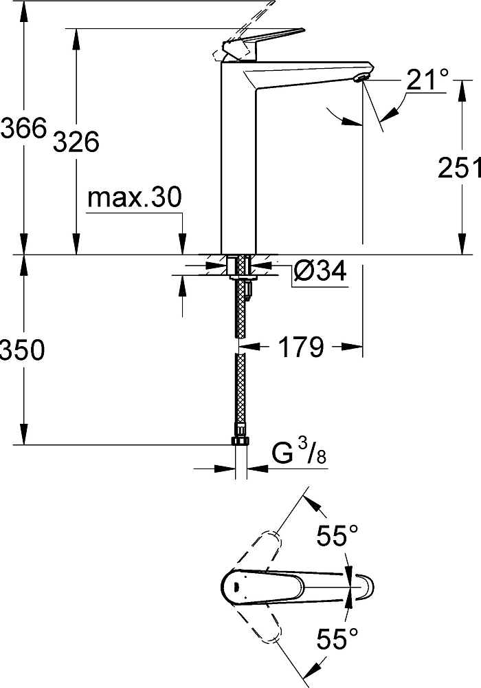 Смеситель Grohe Eurodisc Cosmopolitan 23432000 для раковины