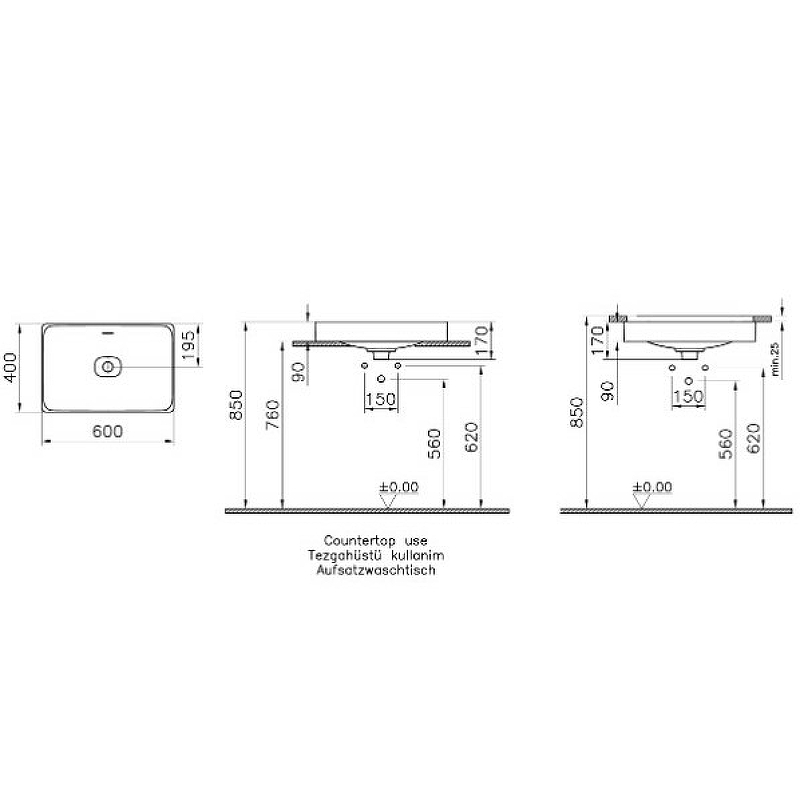 Раковина Vitra Metropole 60 7535B003-0673 белый