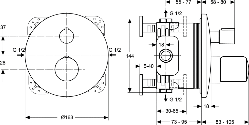 Термостат Ideal Standard MELANGE A4891AA для ванны, с душем, хром