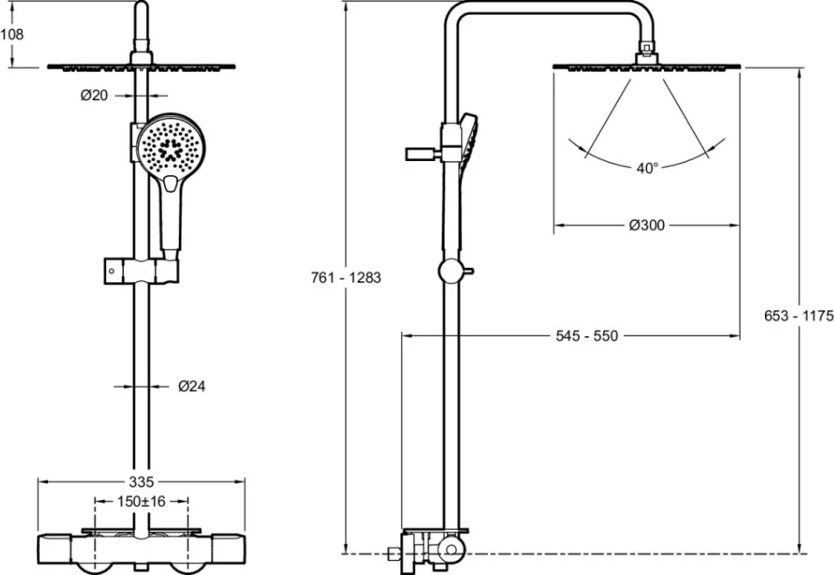 Душевая стойка Jacob Delafon Metro E26589-CP, хром