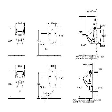 Подвесной писсуар Villeroy & Boch Subway 751301S3 белый