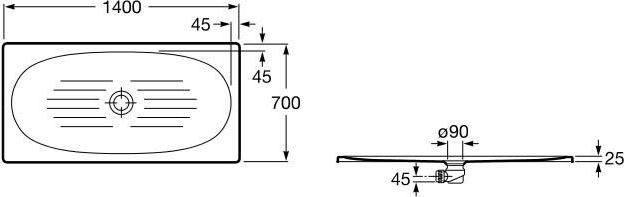 Поддон для душа Roca Plain 140х70 2B2051000