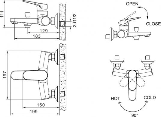 Смеситель Bravat Eler F6191238CP-01-RUS для ванны