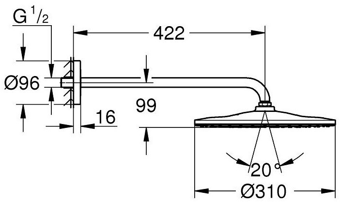 Верхний душ Grohe Rainshower 22121KF0 черный