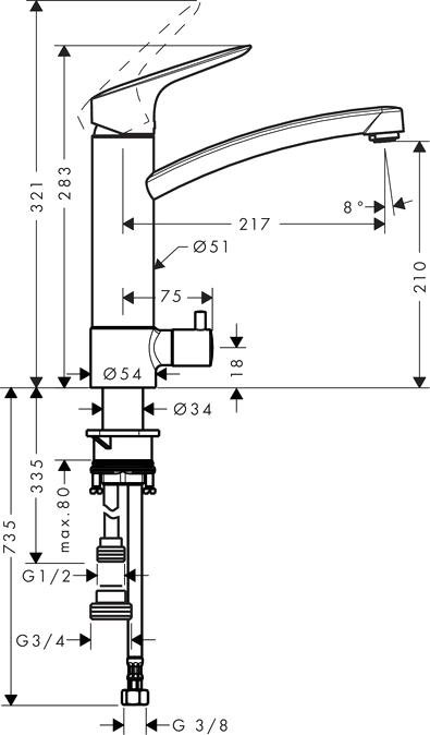 Смеситель для кухонной мойки Hansgrohe Logis 71834000, хром