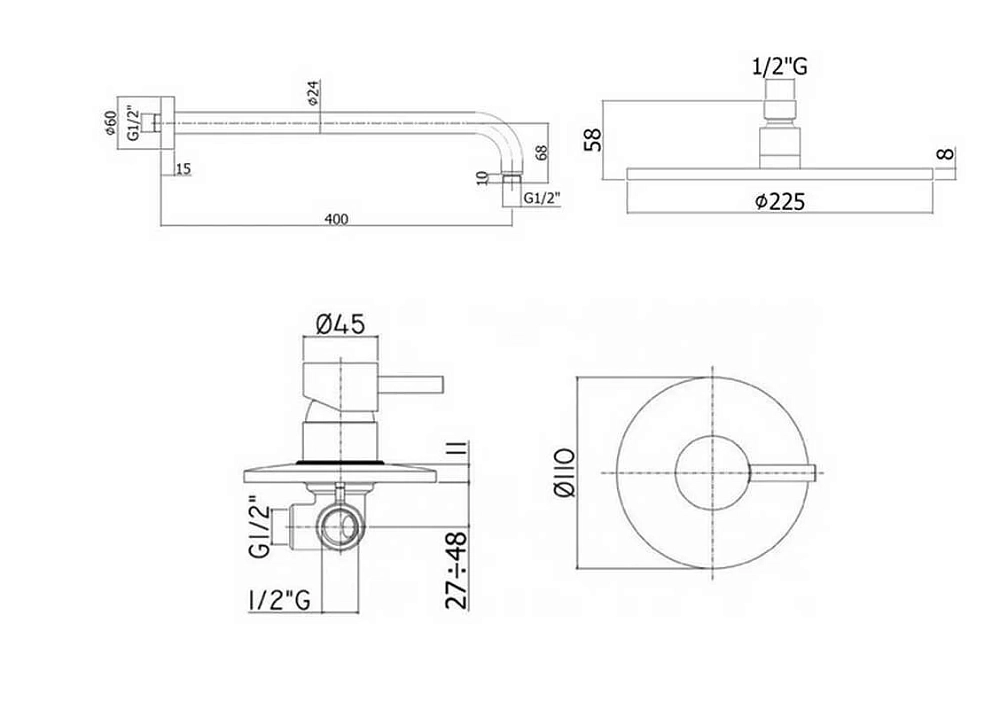 Душевая система Paffoni KIT LIG KITLIG011NO черный