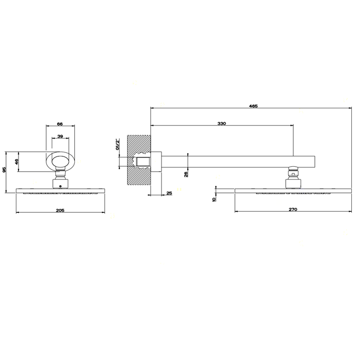 Верхний душ с кронштейном Gessi Ovale 23148#031, хром