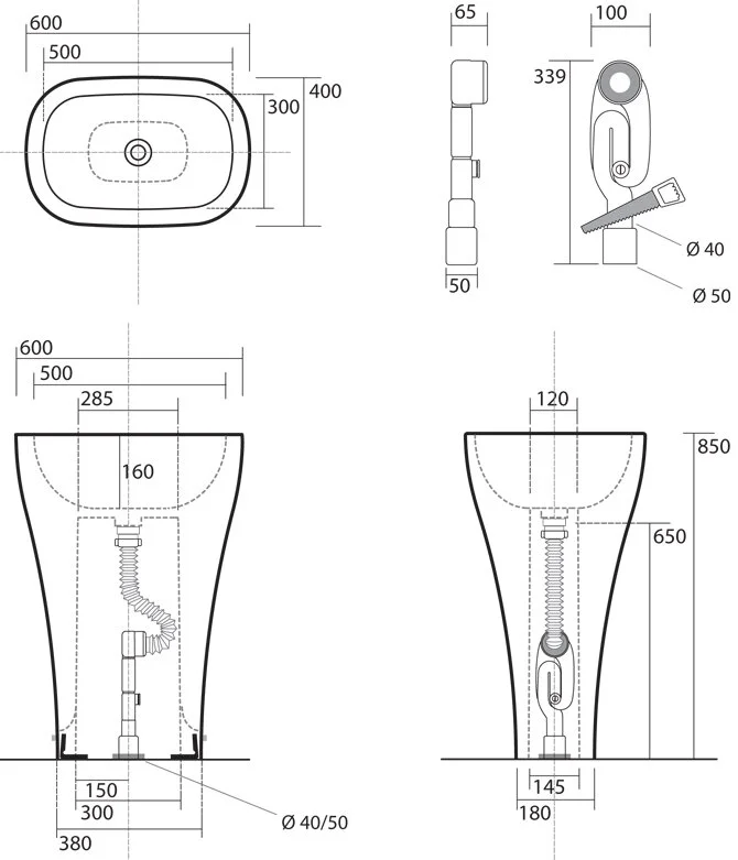 Раковина Kerasan Aquatech 3742 bi белый