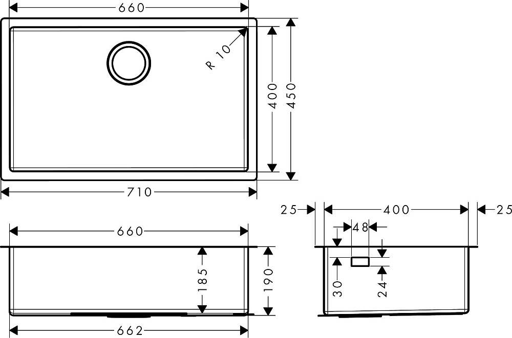 Кухонная мойка Hansgrohe S71 S719-U660 43428800