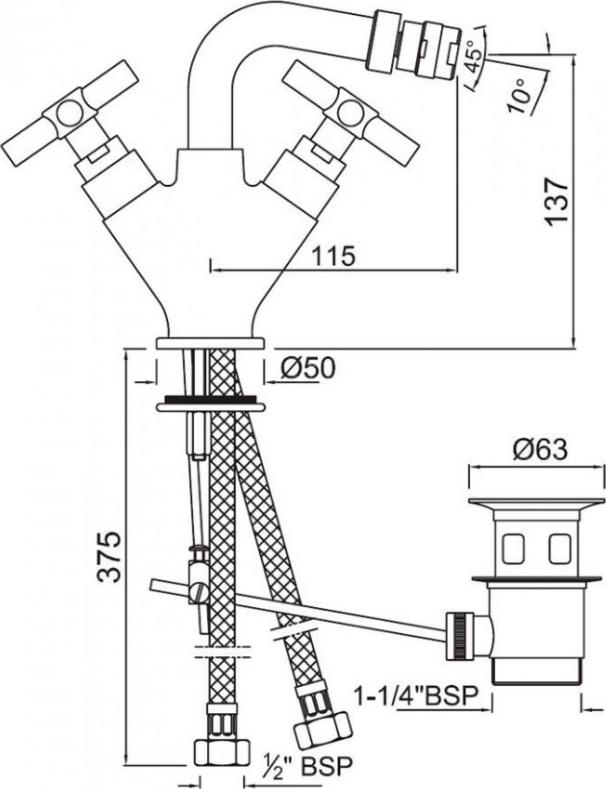 Смеситель для биде с донным клапаном Jaquar Solo SOL-CHR-6613B