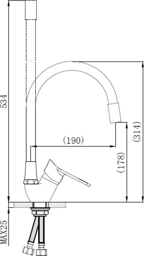 Смеситель для кухни РМС SL137BL-016F, хром