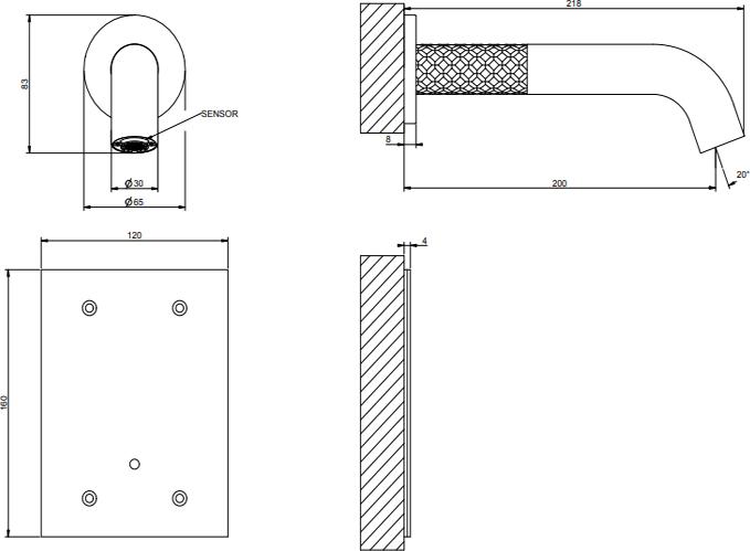 Электронный смеситель для раковины Gessi 316 Intreccio 54115#239, steel brushed