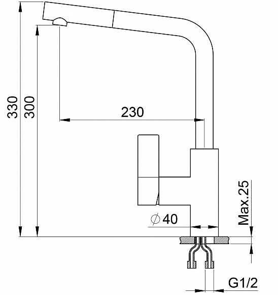 Смеситель для кухни Granula 2502, ГРАФИТ графит