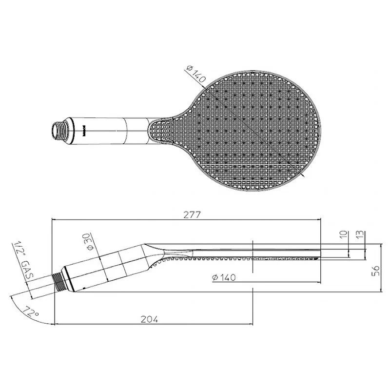 Душевая лейка Bossini Apice B00900.073 черный