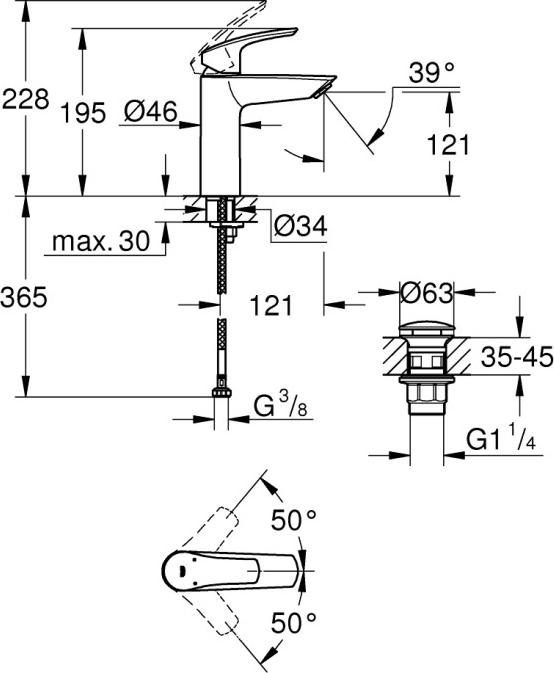 Смеситель для раковины Grohe Eurosmart 23923003, хром