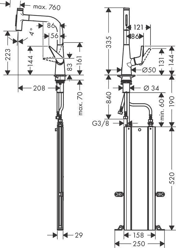 Смеситель для кухни Hansgrohe Talis Select 73868000 хром