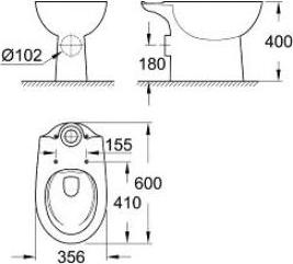 Унитаз-компакт Grohe Bau Ceramic 39349000 с бачком 39436000 безободковый подвод снизу бачка