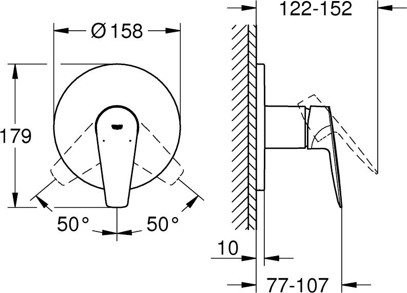 Смеситель для душа Grohe BauEdge 24161001, хром