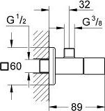 Угловой вентиль Grohe Eurocube 22012000 1/2x3/8