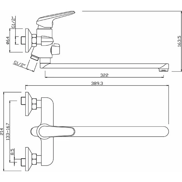 Смеситель для ванны с душем Argo Standart 35-L35L/K TALAY хром