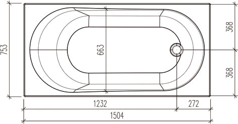 Акриловая ванна STWORKI Нюборг 150x75 см, с каркасом