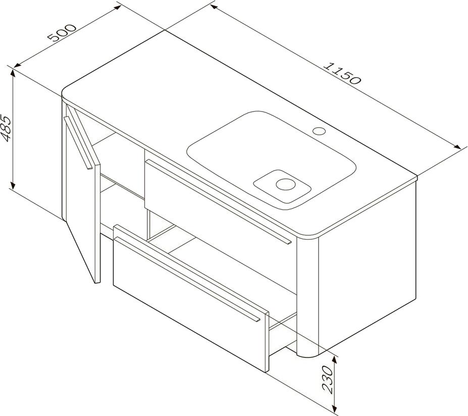 Тумба для комплекта Am.Pm Awe M15FHR1153VF 115 см R венге фактурная