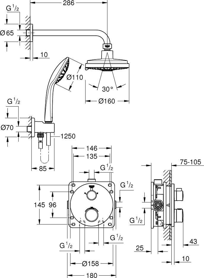 Душевой гарнитур Grohe Grohtherm 34735000