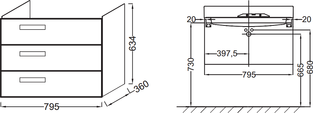 Тумба под раковину 80x63 см Jacob Delafon Rythmik EB1308-442 серый антрацит