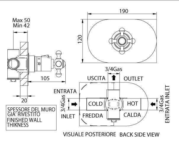 Смеситель для душа Bandini Antica 824920KK06PO-1 золото